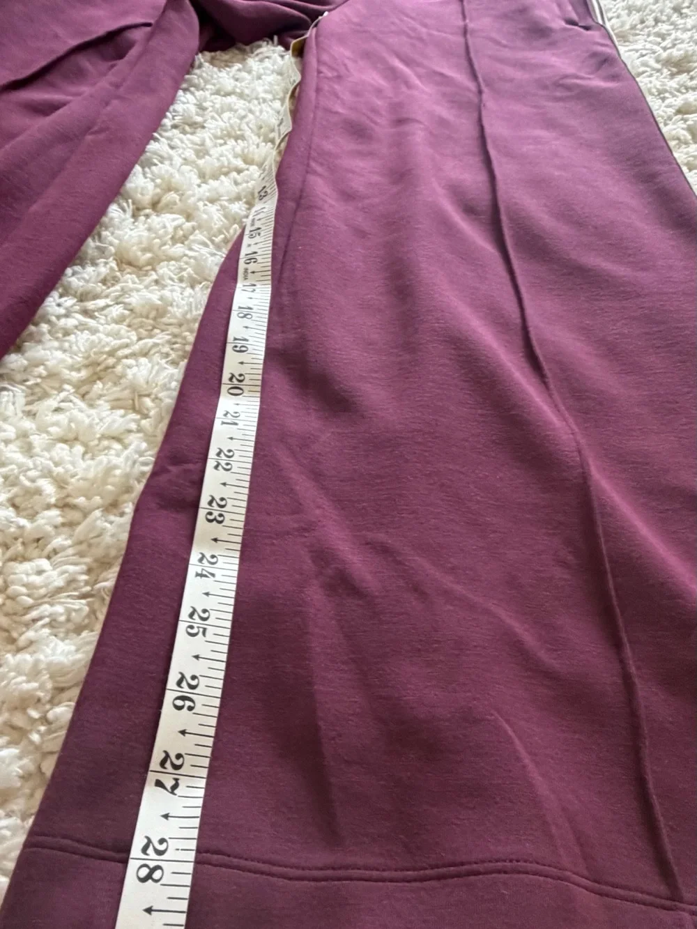 ALO Yoga Wide-Leg Track Pants in Plum with White Side Stripes - Picture 9 of 10